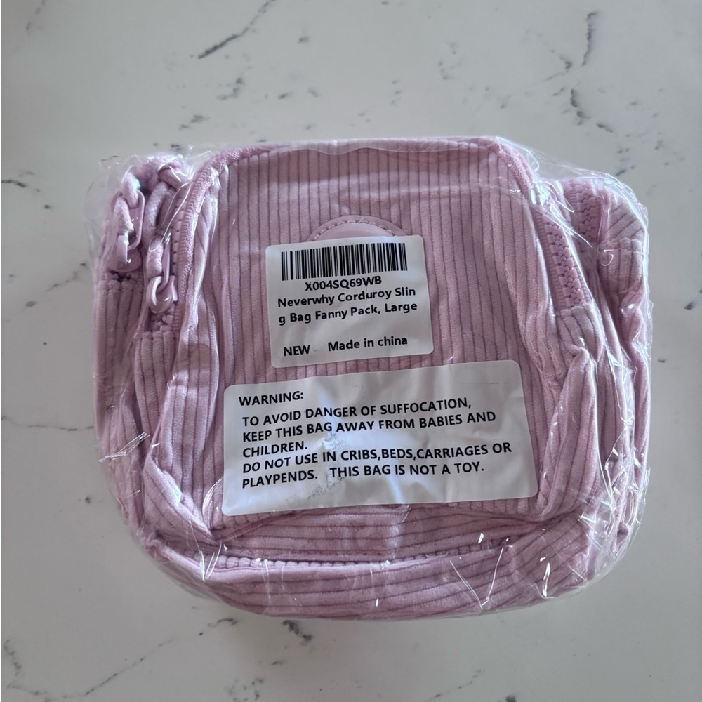 Elegant Pink Corduroy Backpack Crossbody Women Bag Large NWT - Picture 7 of 8